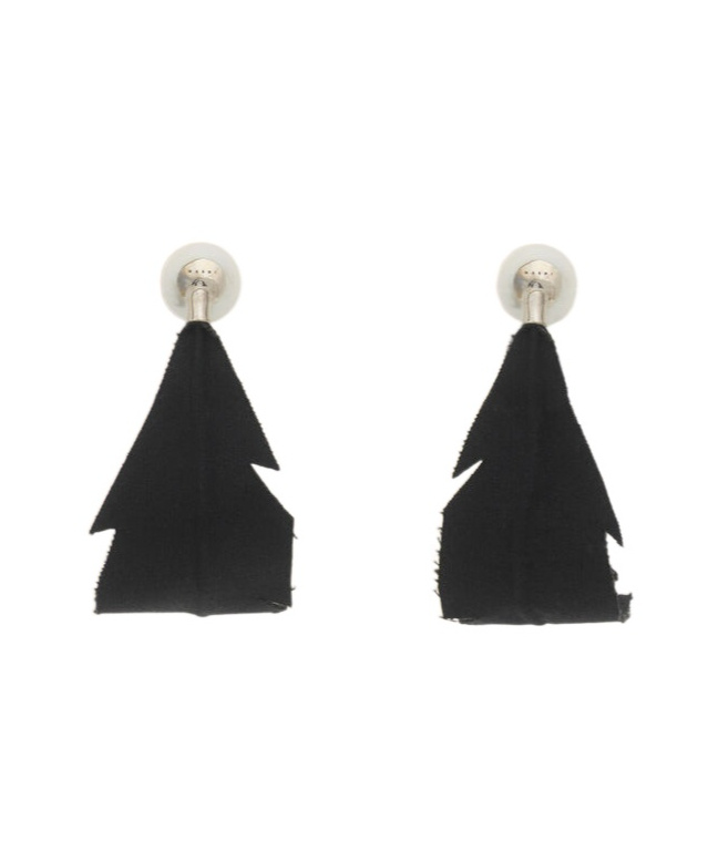 Marni Black Fabric Feather Earrings In Black