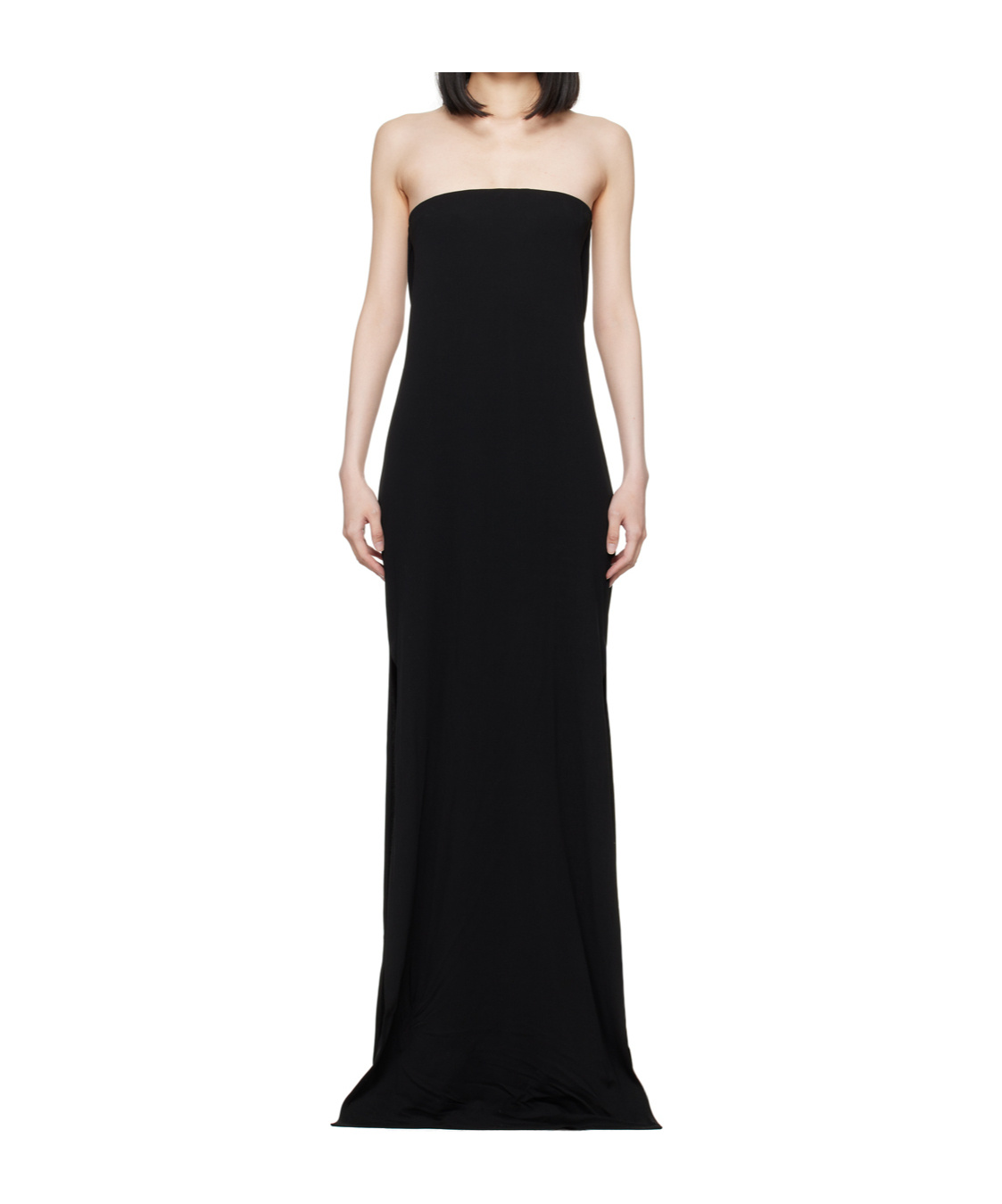 Ann Demeulemeester Aura Strapless Jersey Long Dress In Black