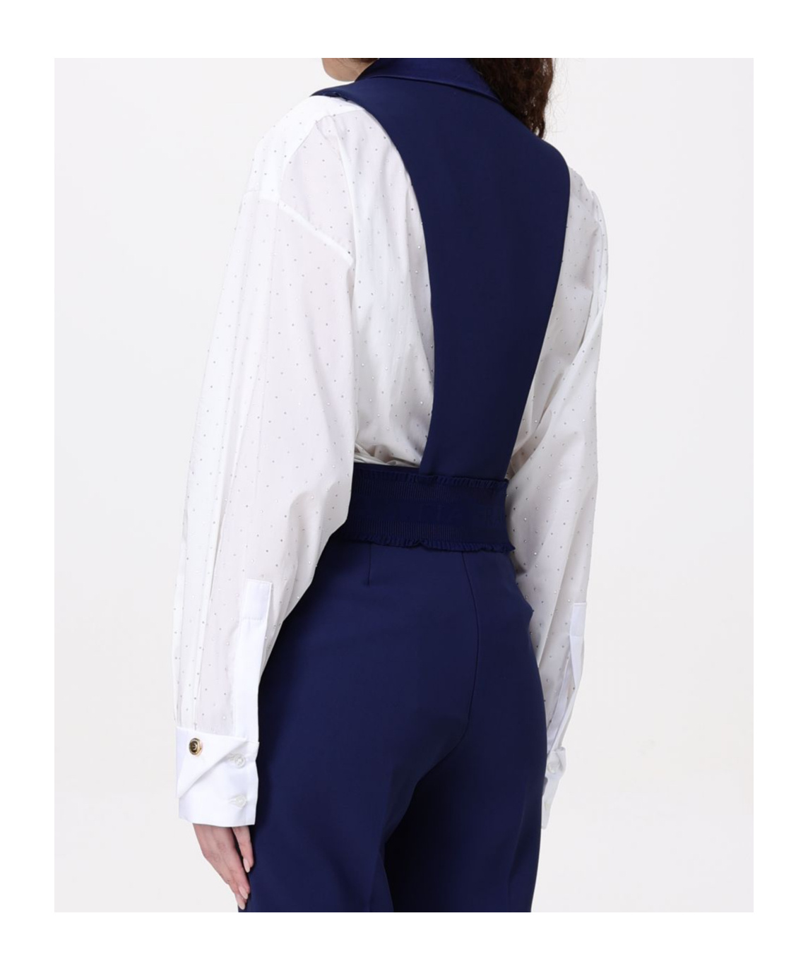 Elisabetta Franchi Crepe Tuxedo Waistcoat In Blue