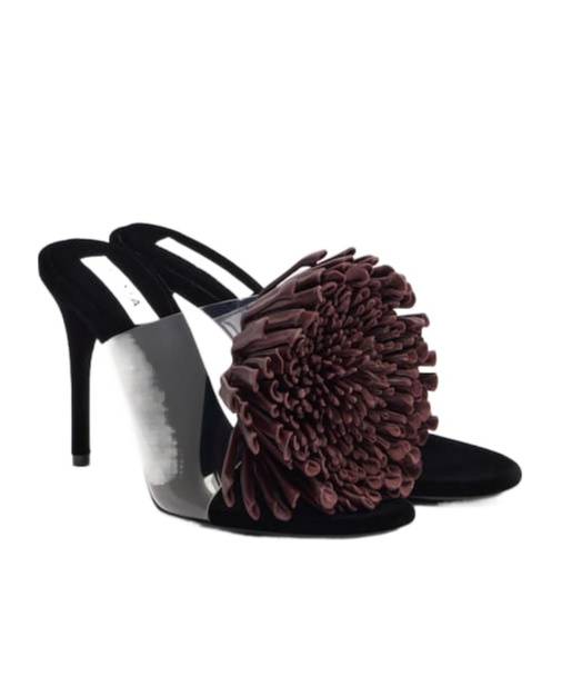 Alaïa Floral Appliquéd Asymmetrical High-heeled Sandals In Black