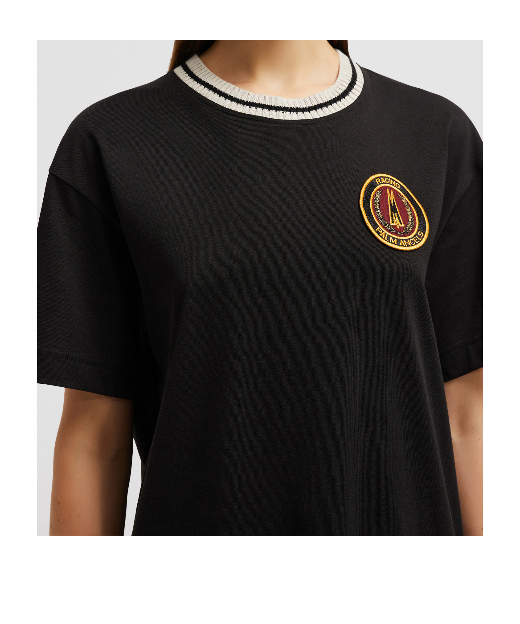 Moncler X Palm Angels Cotton Short-sleeved T-shirt In Black