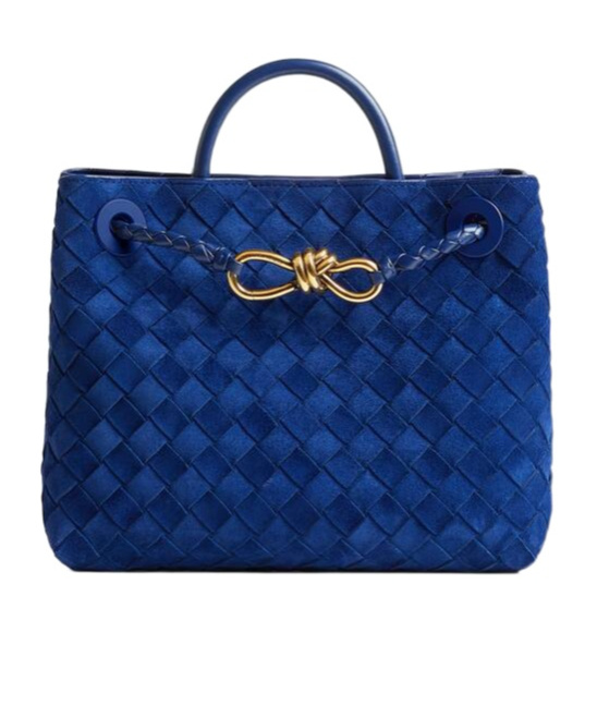 Bottega Veneta Small Intrecciato Leather Andiamo Top-handle Bag In Blue