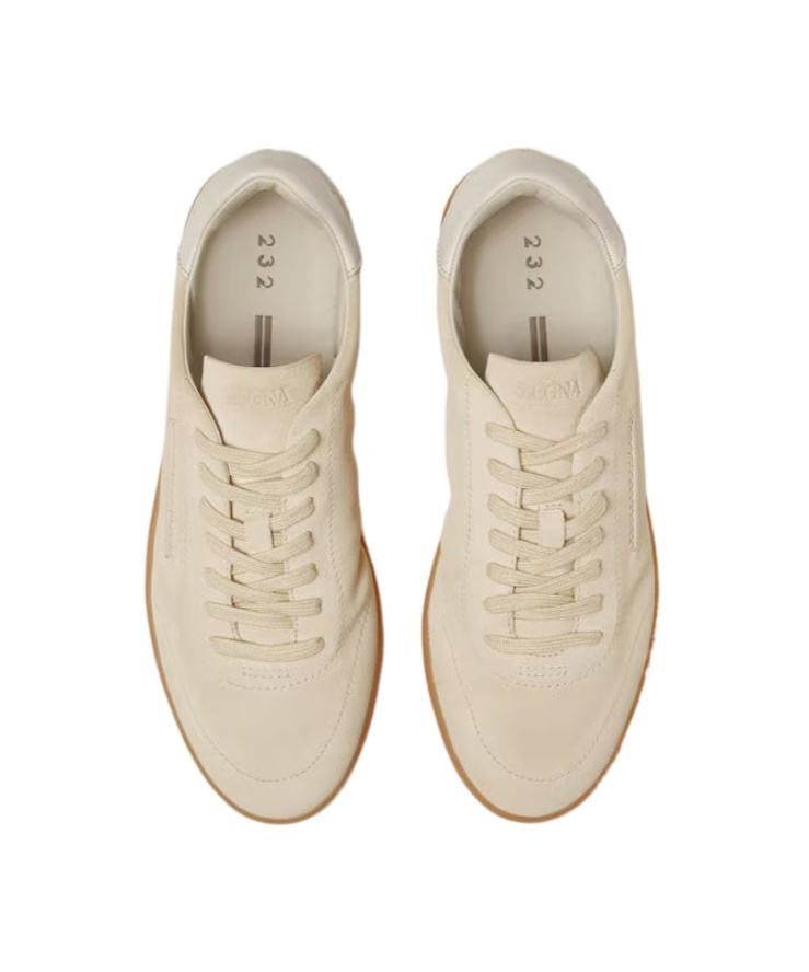 Zegna 232 Low Top Suede Sneakers Rubber Sole In Neutral
