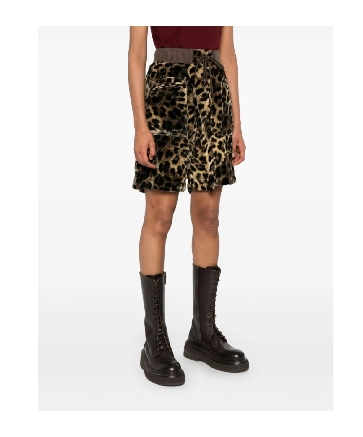 R13 Leopard Print Crossover Shorts In Brown