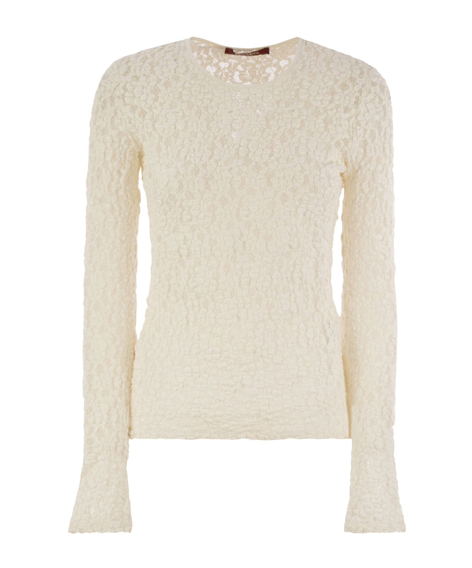 Max Mara Studio Lace Jersey Knit Top In Brown