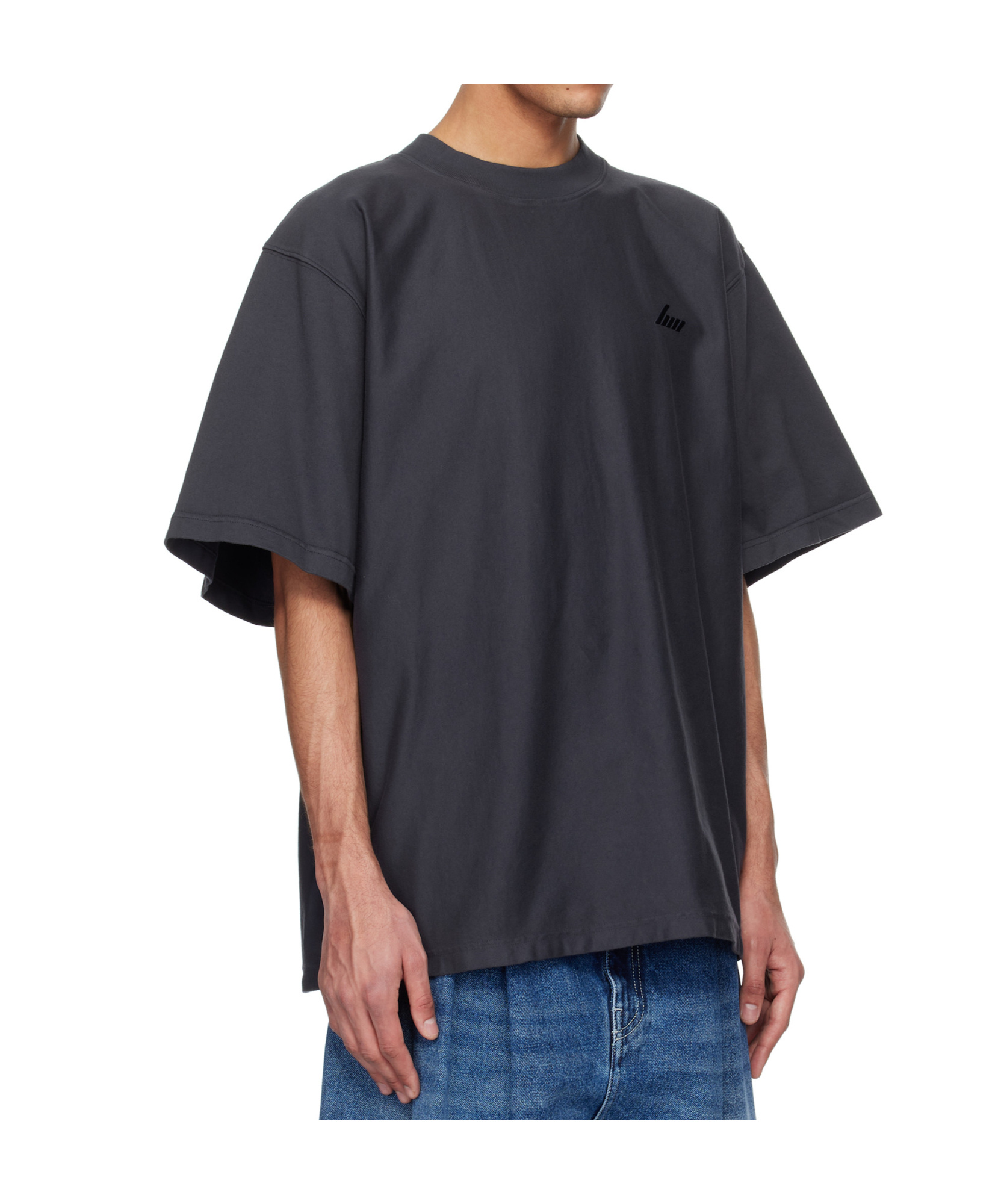 Hed Mayner Navy Embroidered T-shirt In Navy Blue