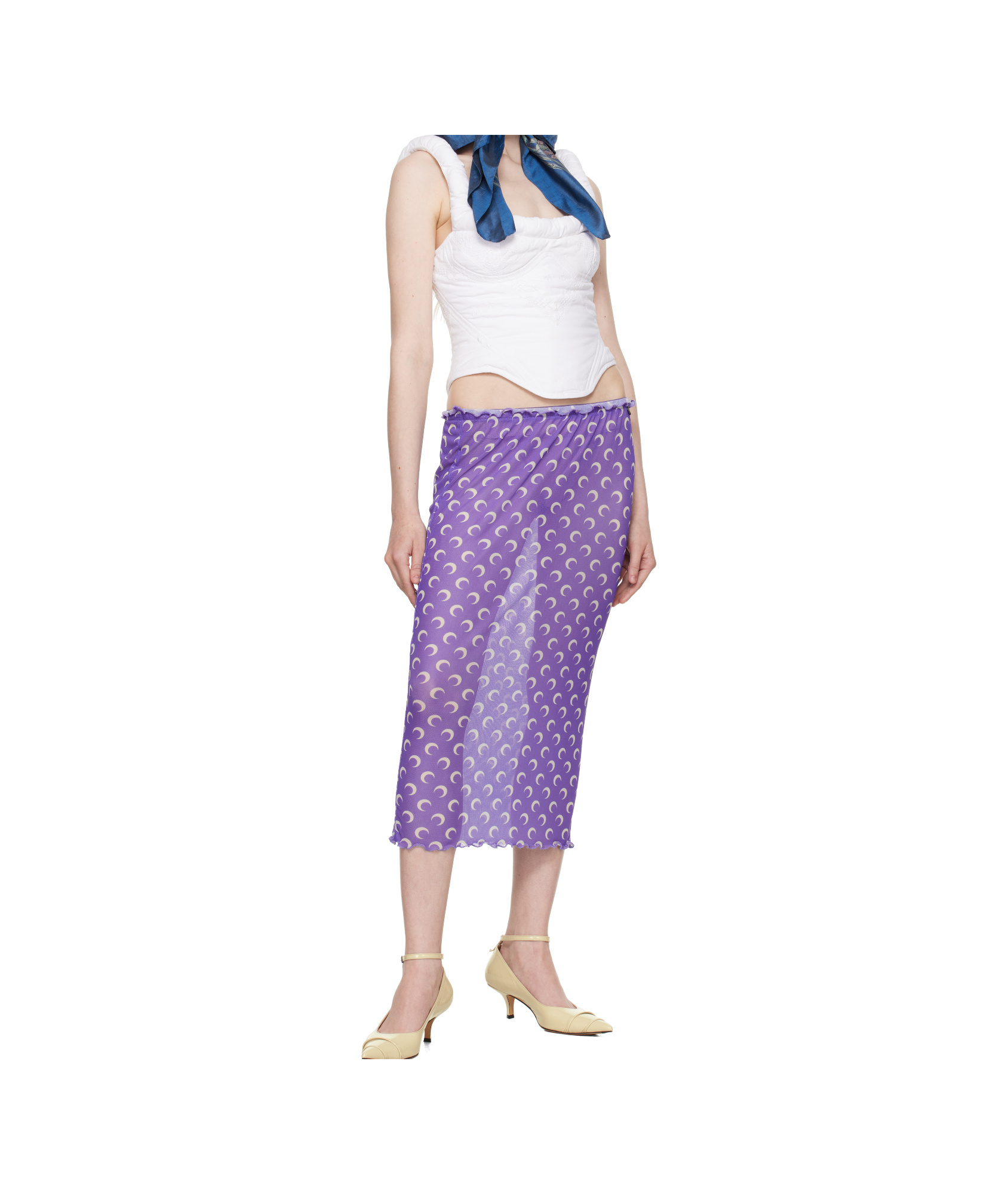 Marine Serre Purple Recycled Moon Mesh Midi Skirt