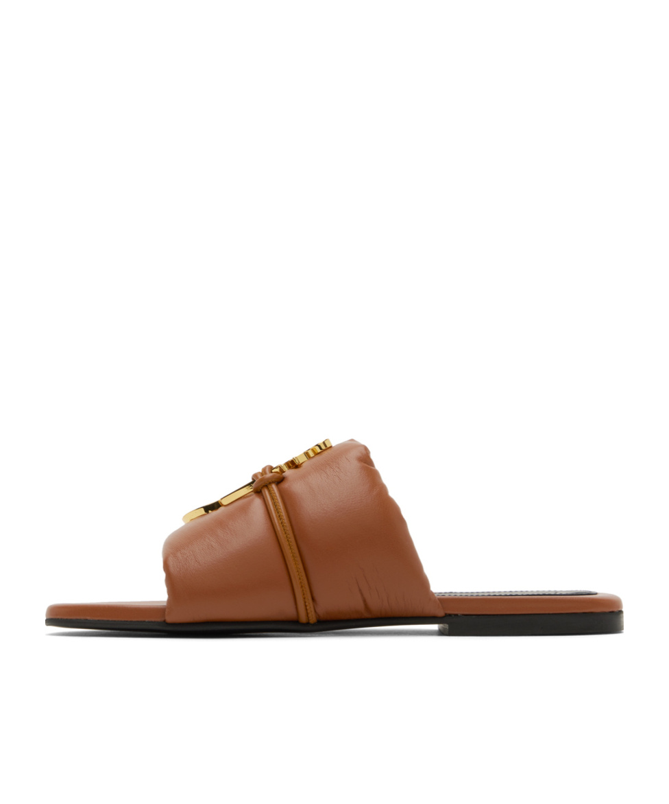 Jw Anderson Embellished Open Toe Flat Sole Mules In Brown