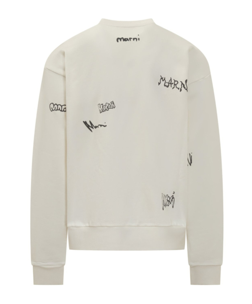 Marni Long Sleeve Crewneck Sweatshirt In White