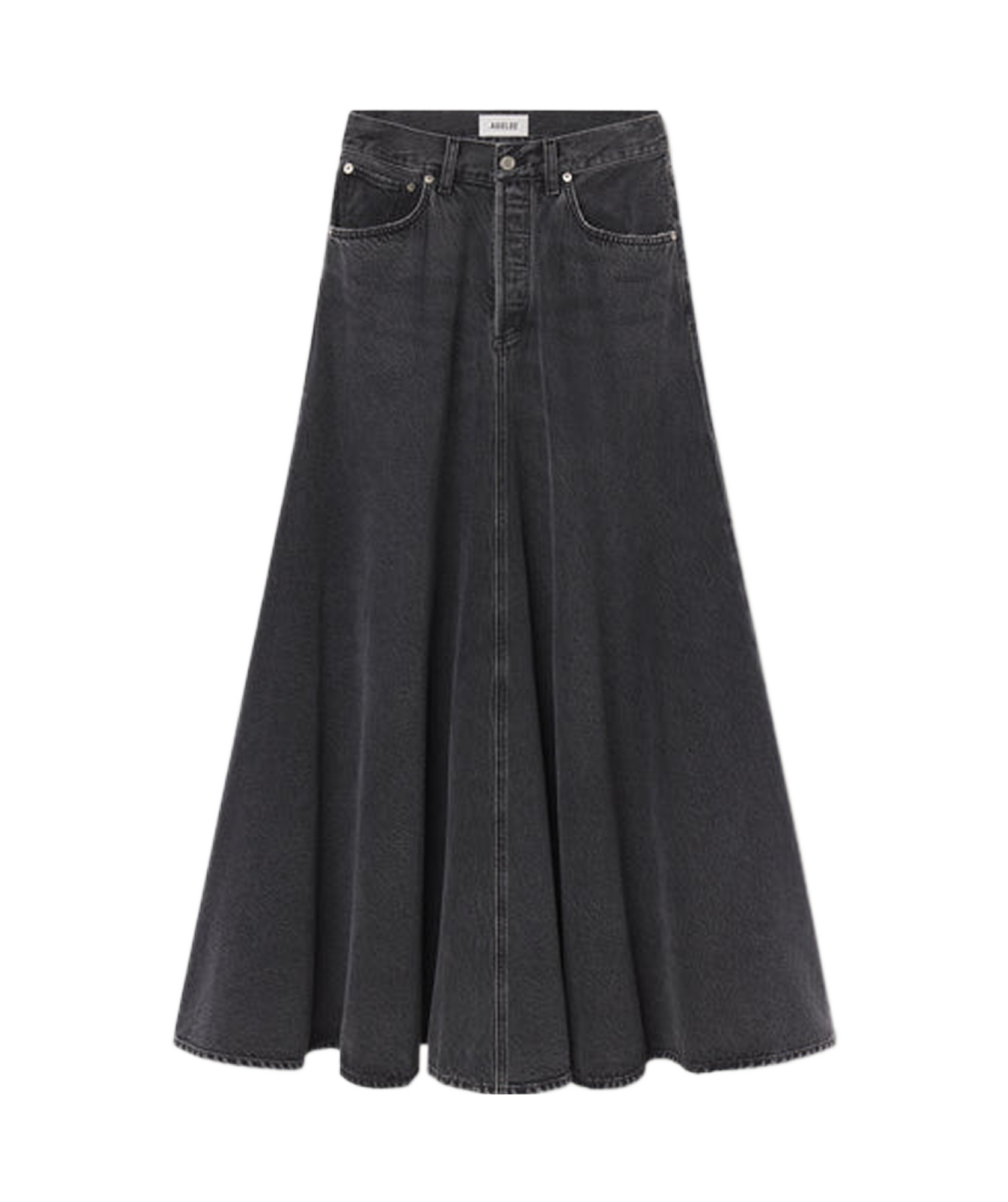 Agolde Pleated Detail Skirt In Black