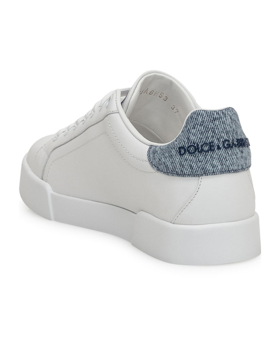 Dolce & Gabbana White Low-top Sneakers With Logo And Blue Tongue In White