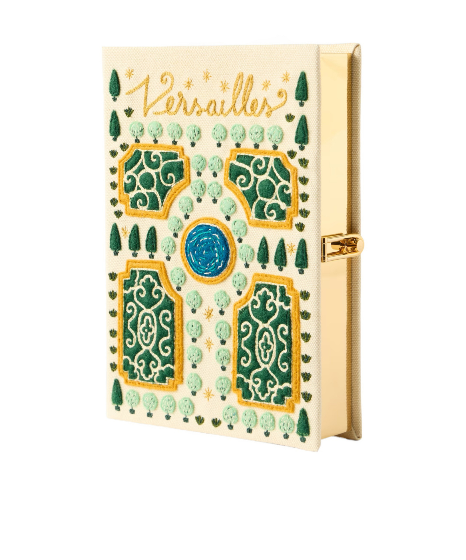 Olympia Le-tan Versailles Appliquéd Embroidered Canvas Clutch In Nude