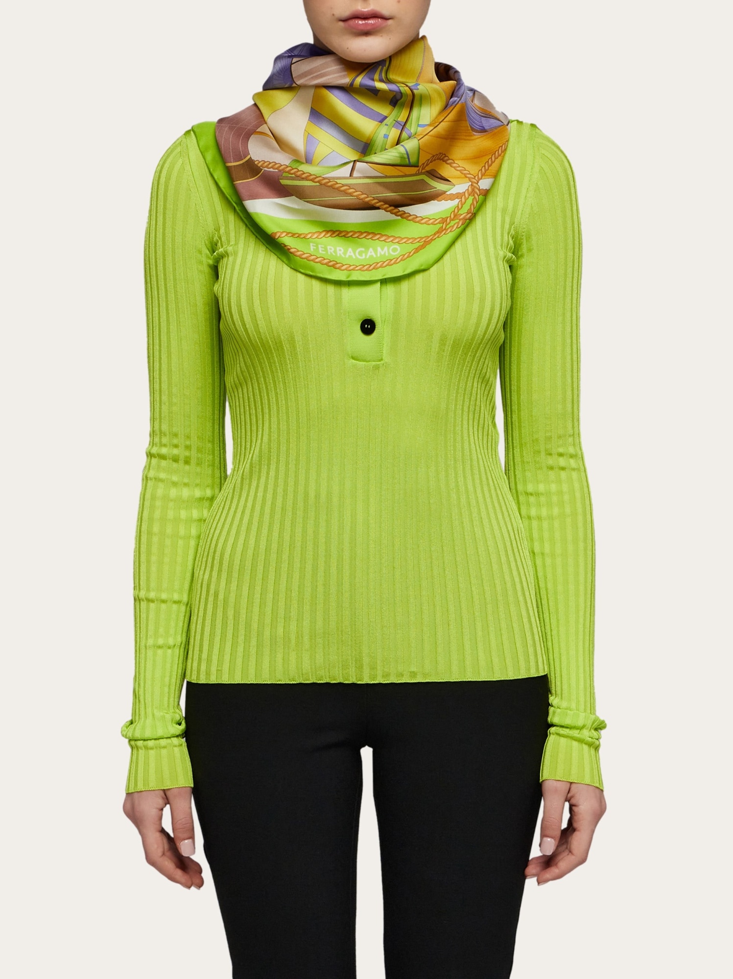 Ferragamo Sailing Printed Scarf In Multicolor