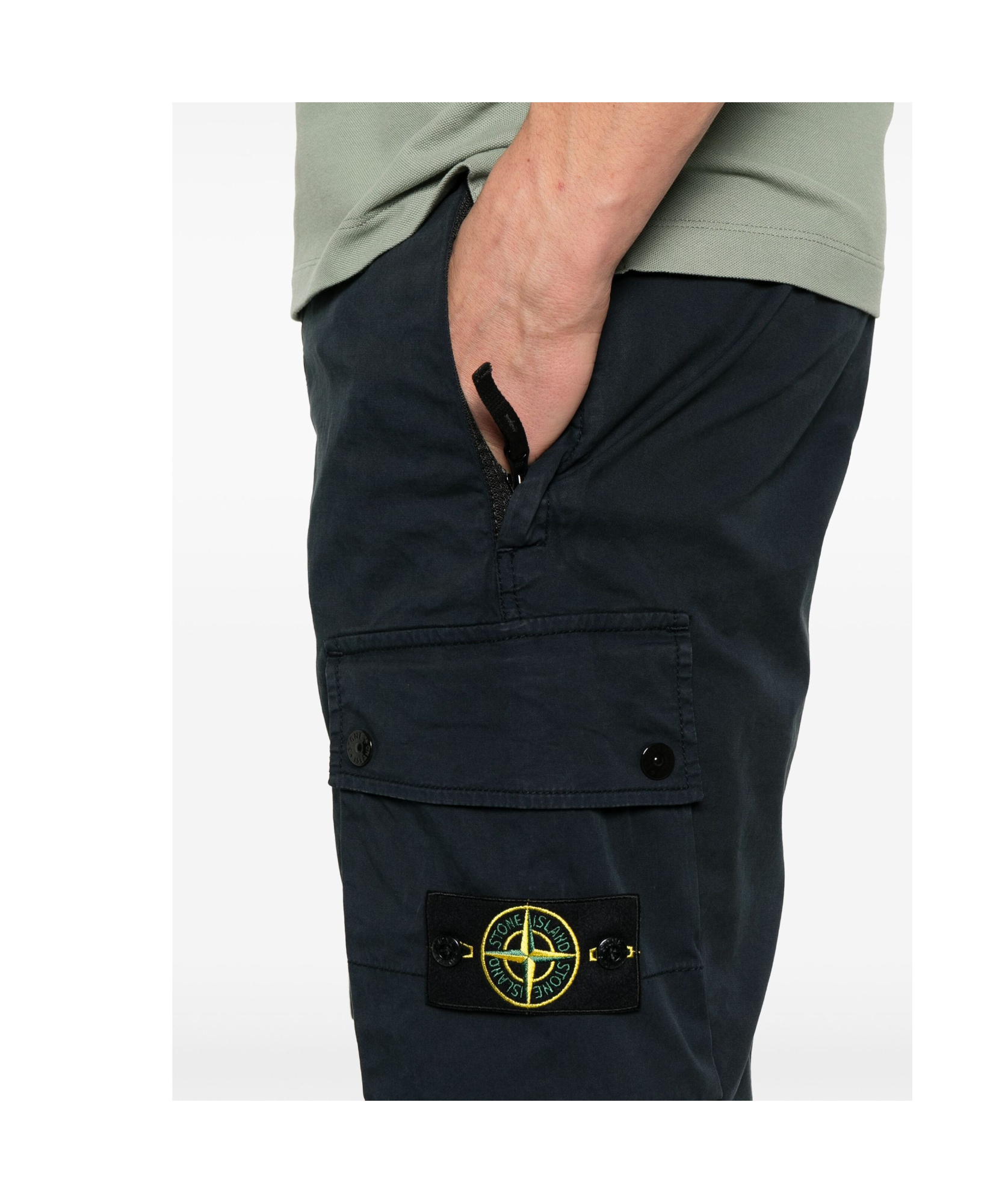 Stone Island Blue Shorts With Elastic Drawstring Waist And Logo Patch On The Front In Cotton Man In Blue