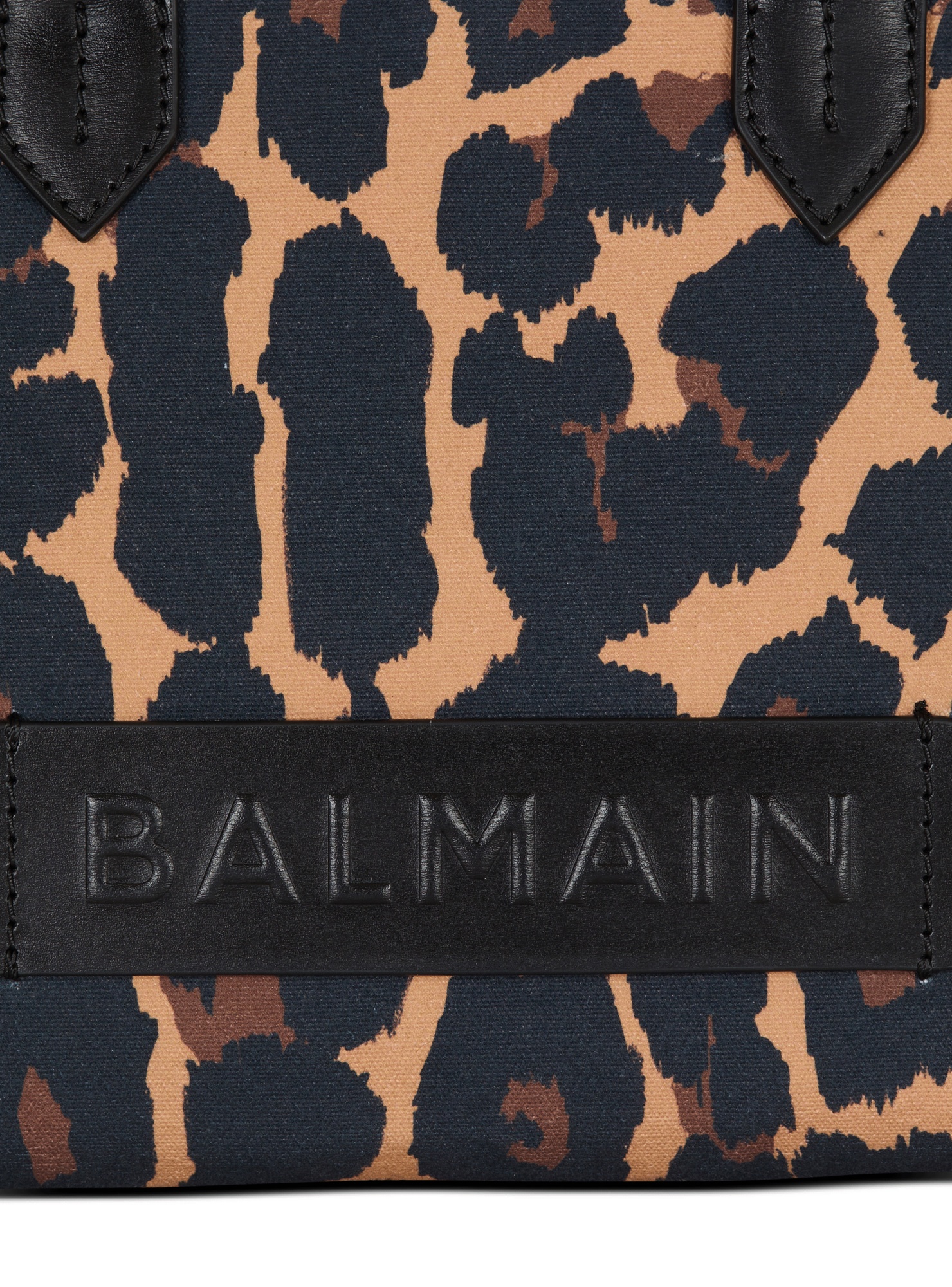 Balmain B-army Small Leopard Print Canvas Tote Bag In Brown