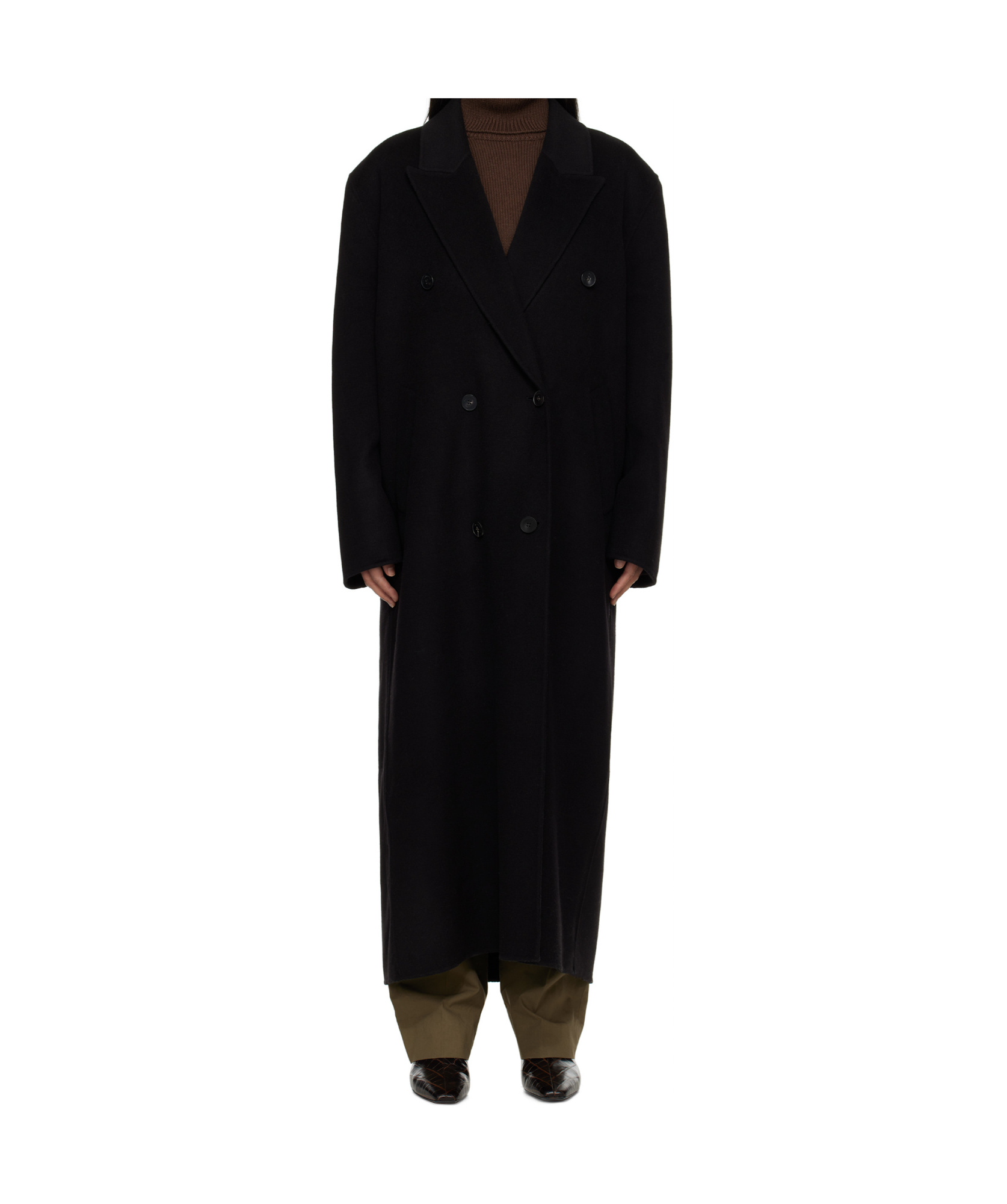 The Frankie Shop Gaia Double Breasted Coat In Black