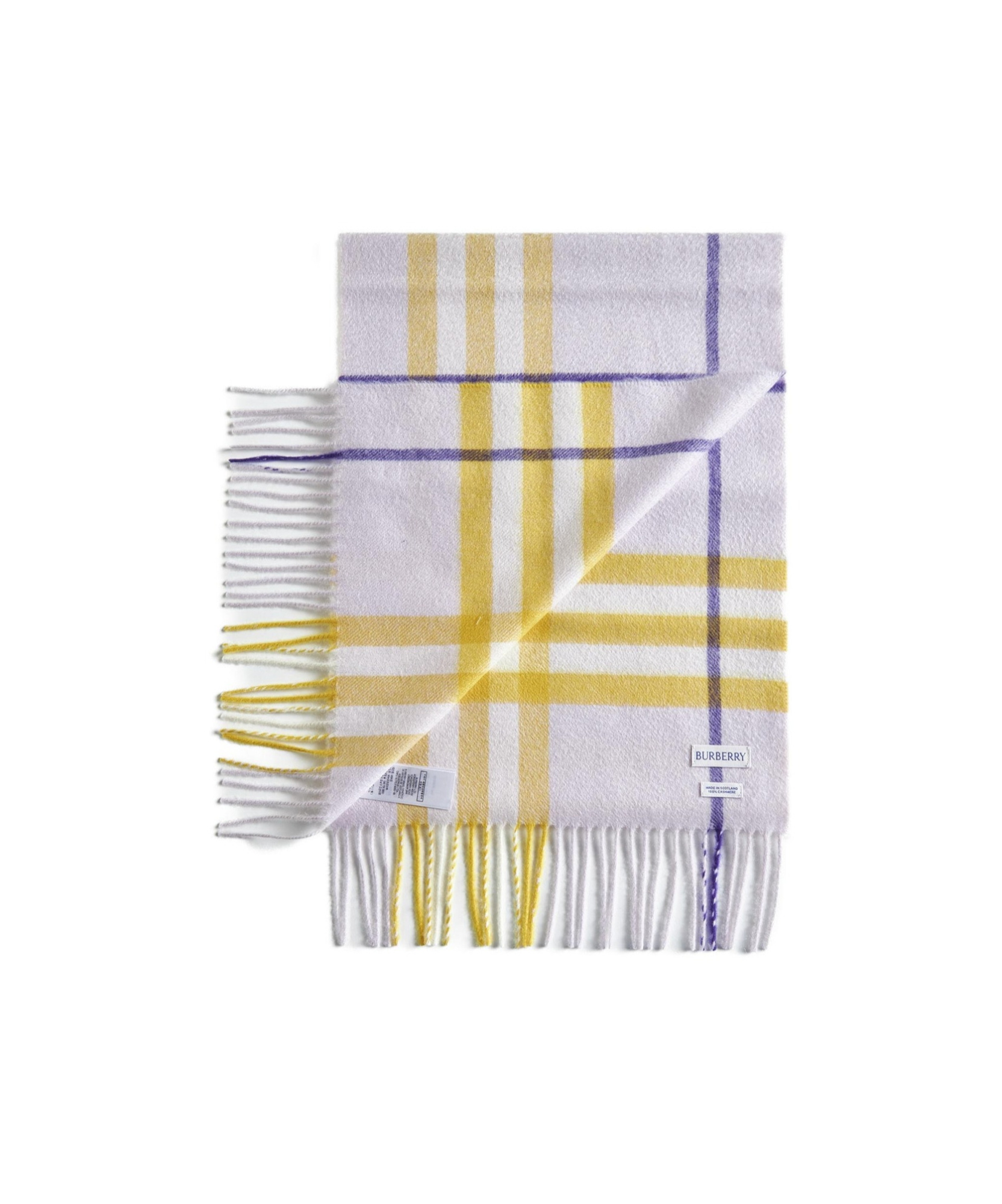 Burberry Check Pattern Cashmere Scarf In White