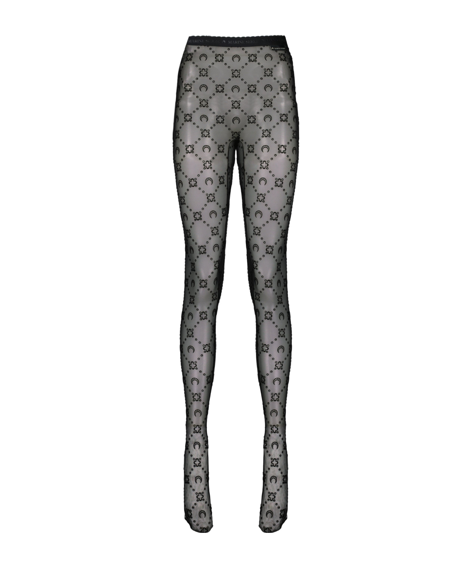 Marine Serre All-over Moon Printed Tights In Black