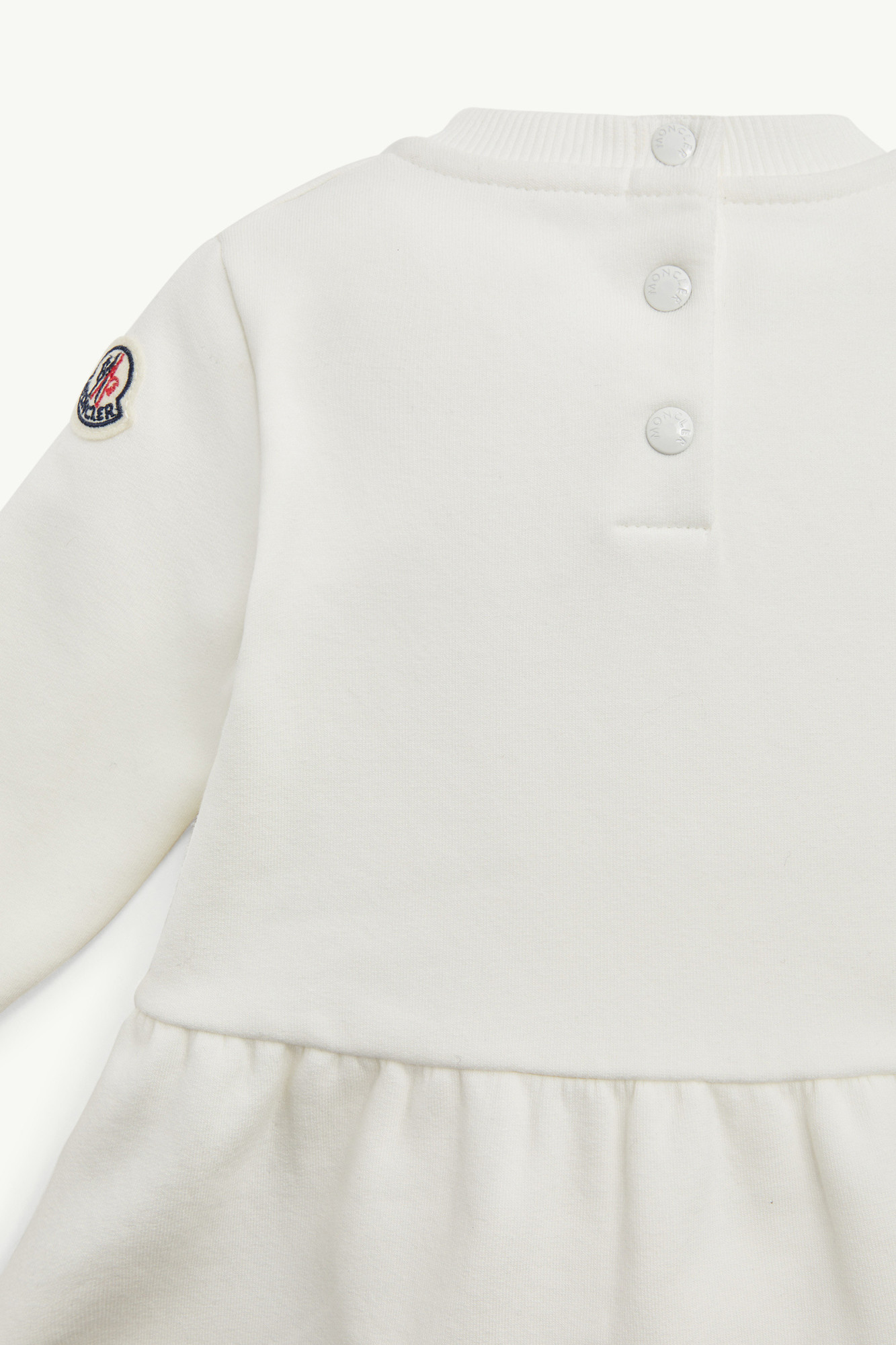 Moncler Heart-print Ruffled Dress In Neutral