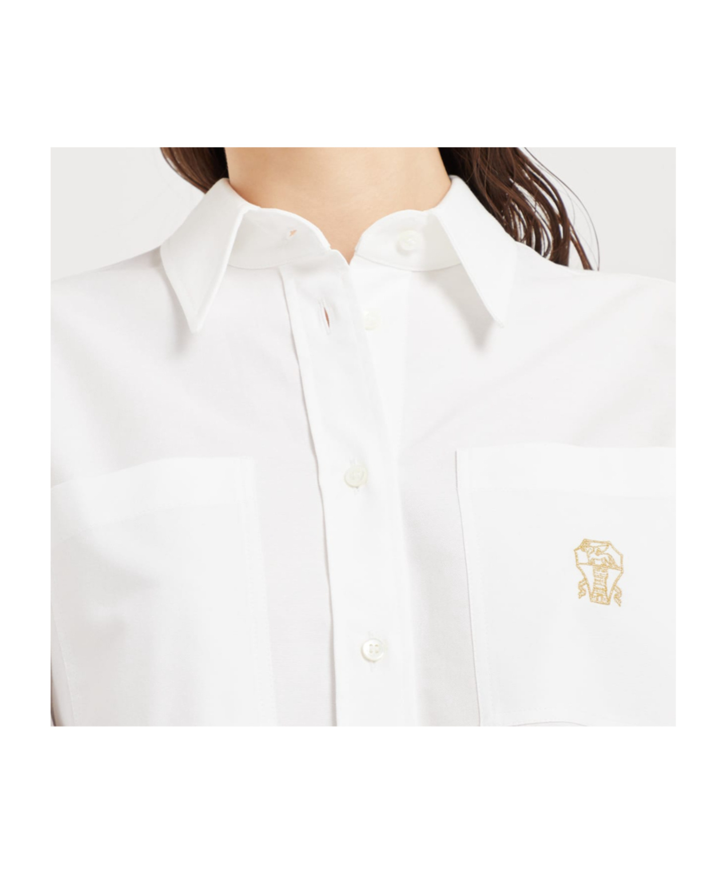 Brunello Cucinelli Logo-embroidered Shirt In White