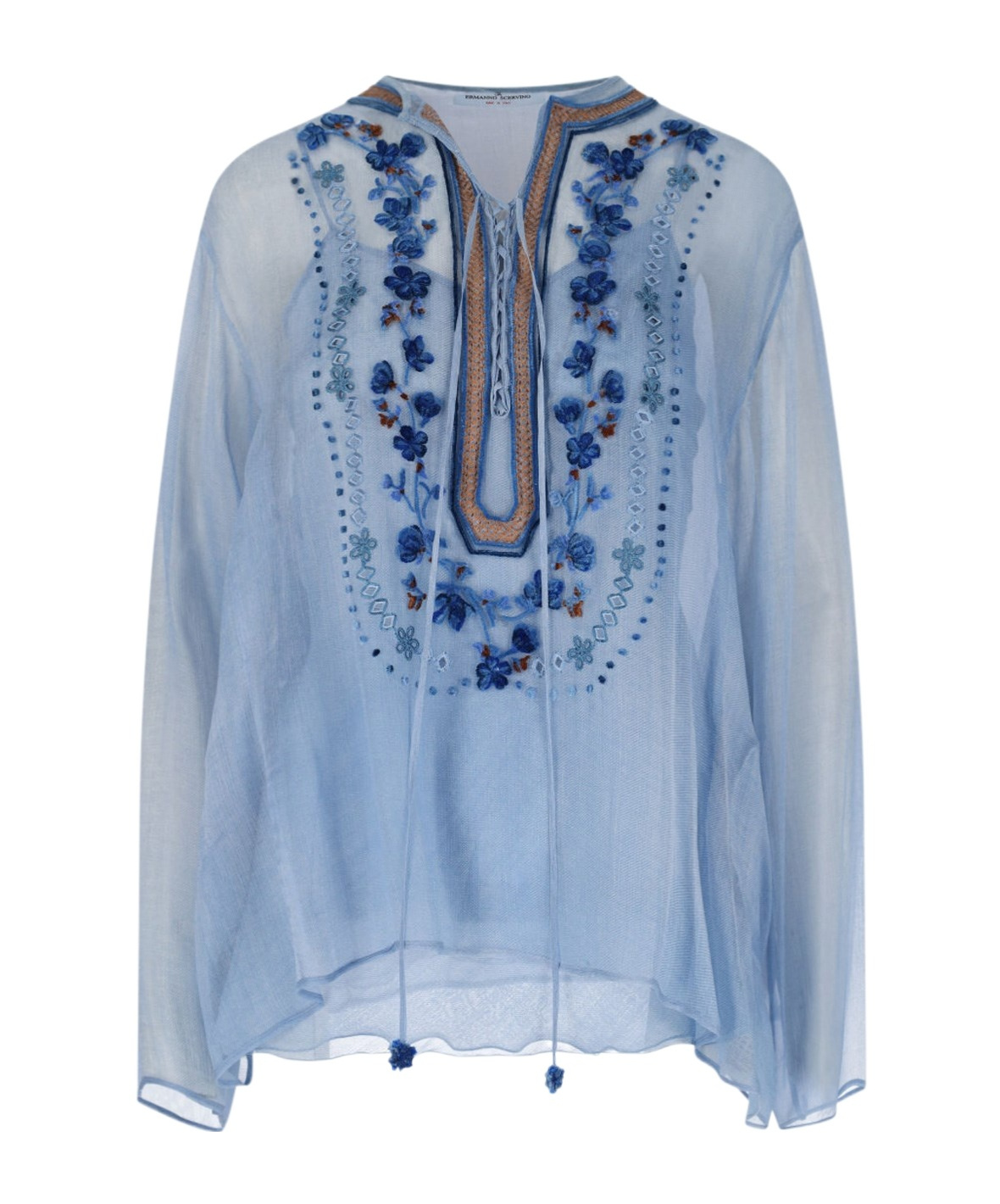 Ermanno Scervino Floral Embroidery Blouse In Blue