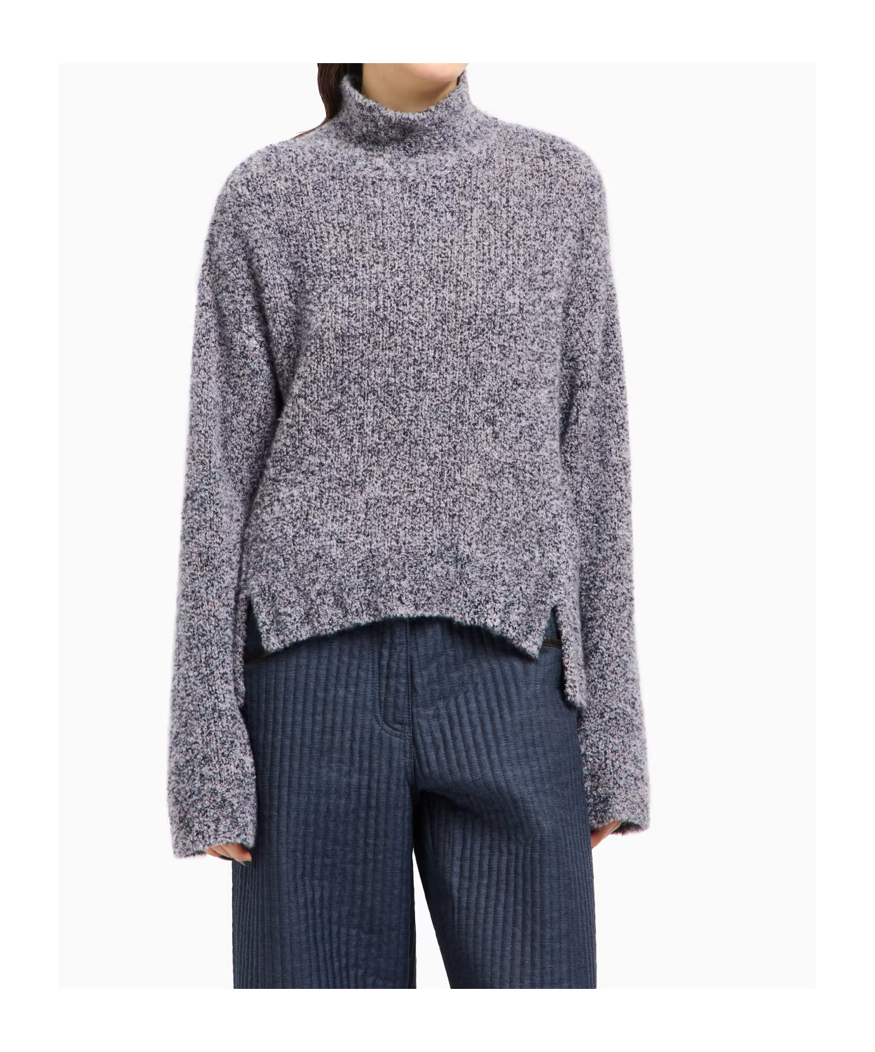 Giorgio Armani High-neck Speckled-knit Sweater In Gray