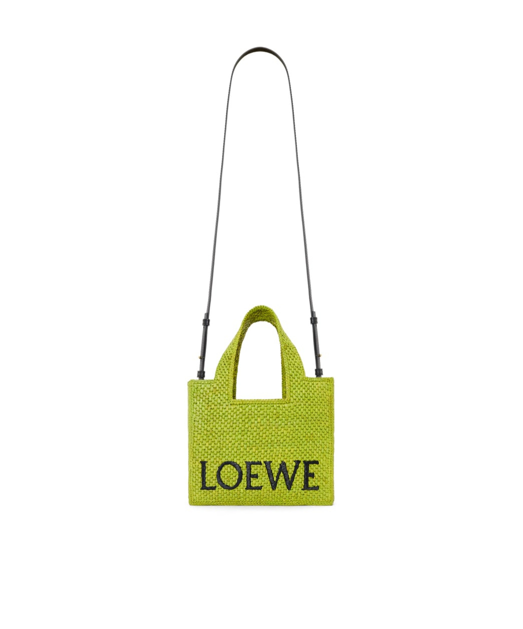 Loewe X Paula's Ibiza Font Logo Small Tote Bag In Raffia In Green