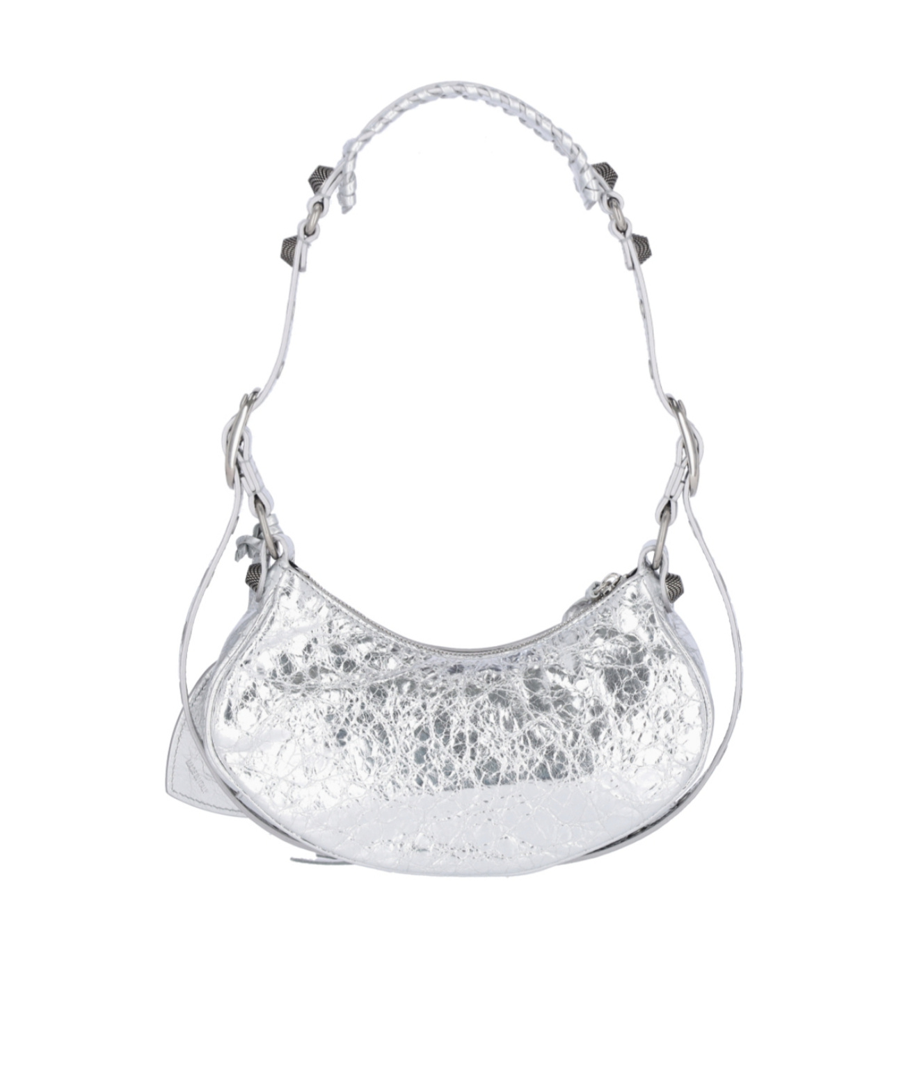 Balenciaga Green Leather Shoulder Handbag With Magnetic Closure And Metal Details In White