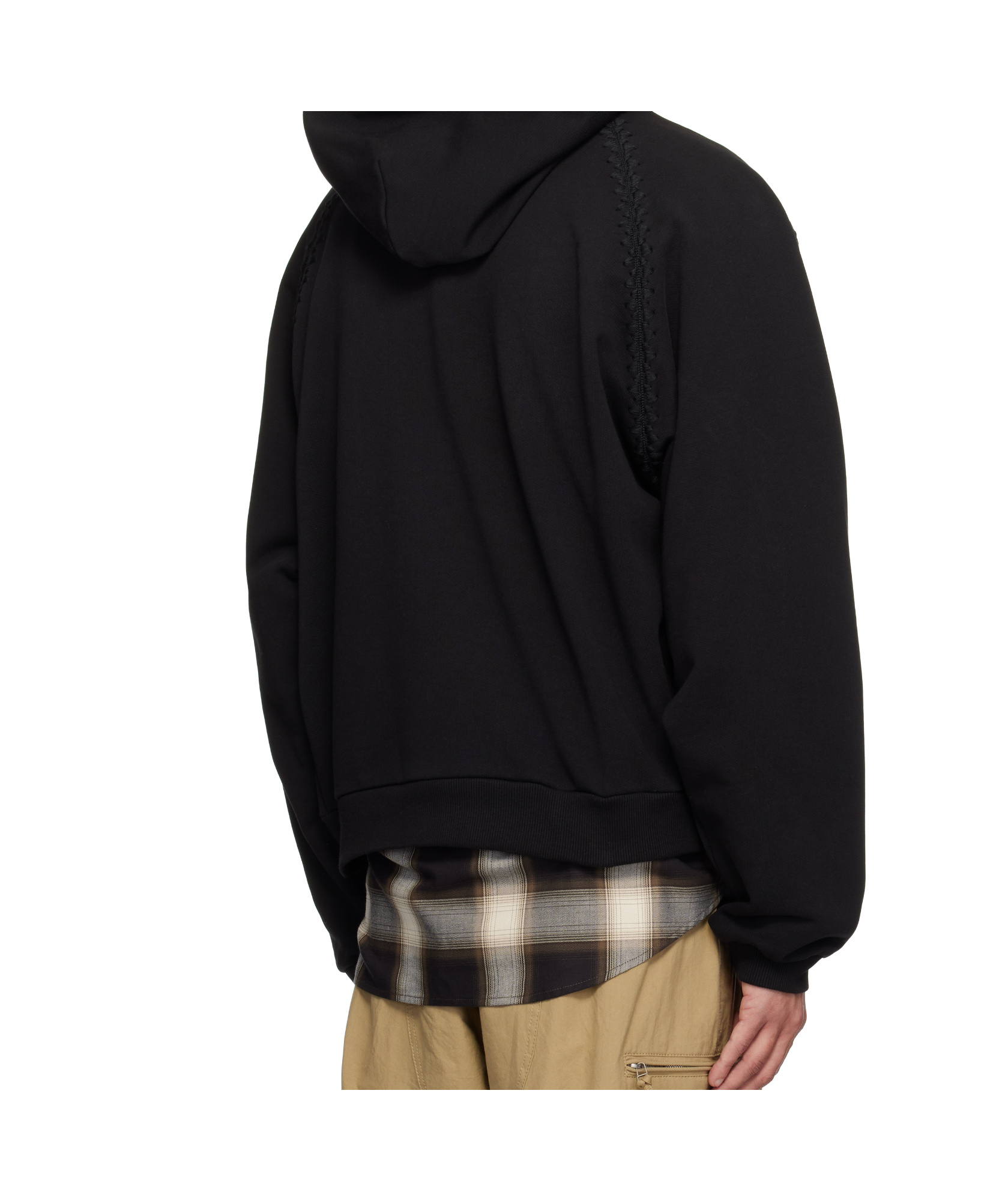 Wooyoungmi Line Embroidered Hoodie In Black