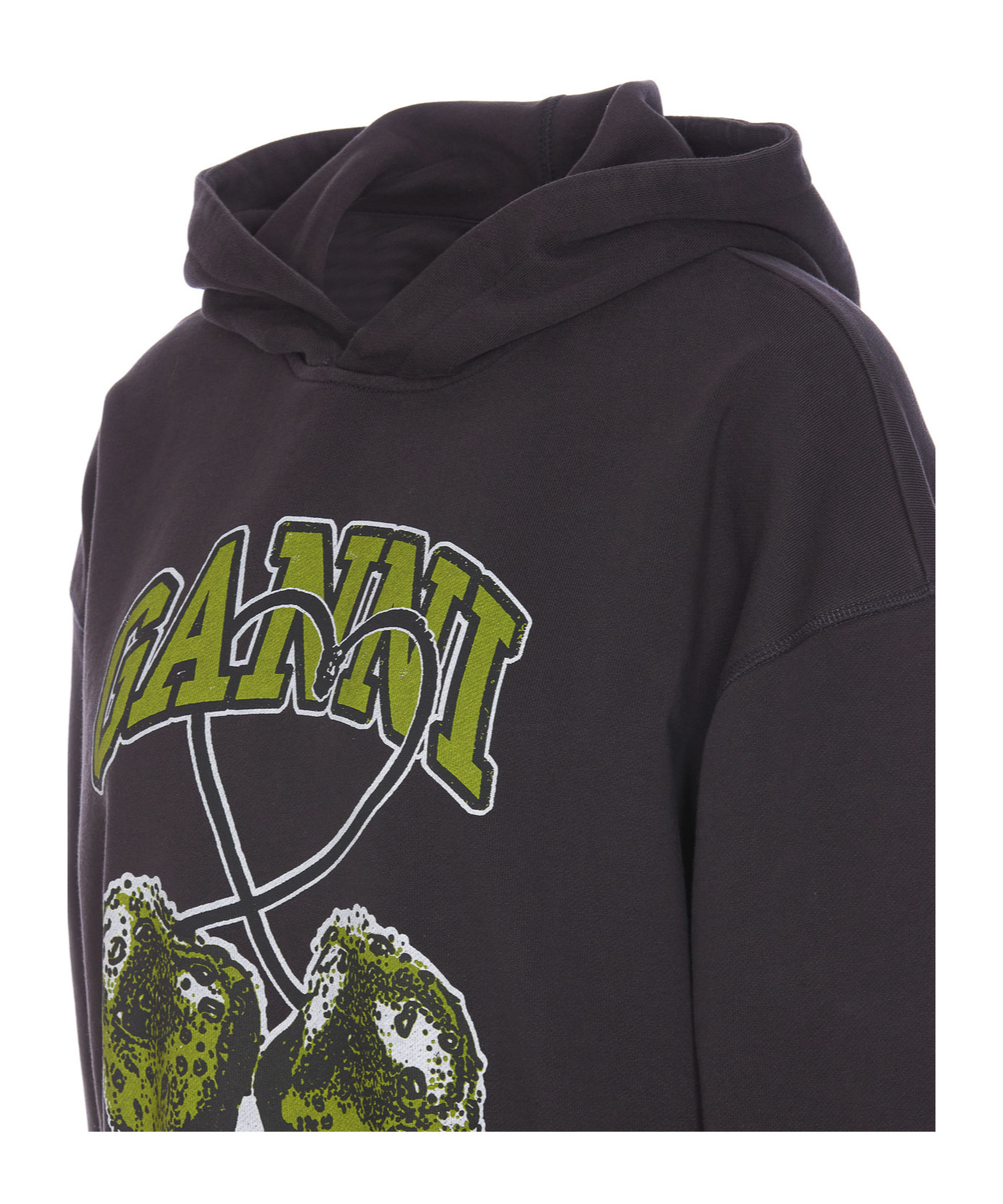 Ganni Women Cherries Organic Cotton Hoodie In Black