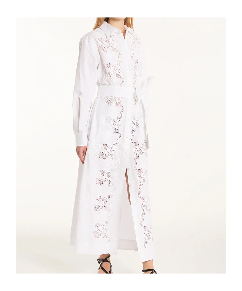 P.a.r.o.s.h Floral Embroidered Midi Shirt Dress