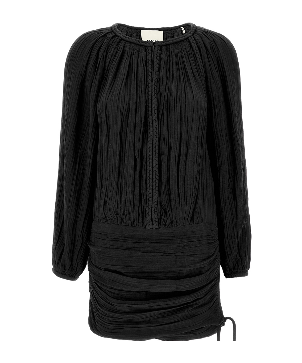 Isabel Marant Dress Drawstring Trimmed Sleeves Pleats In Black