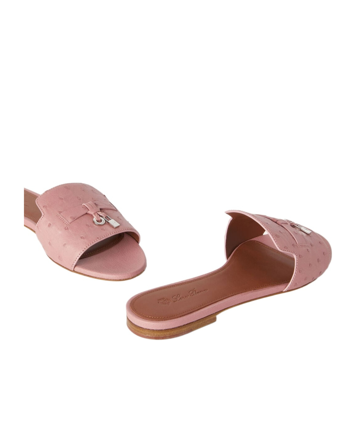 Shop Loro Piana Round Head Slippers In Noisette Rose
