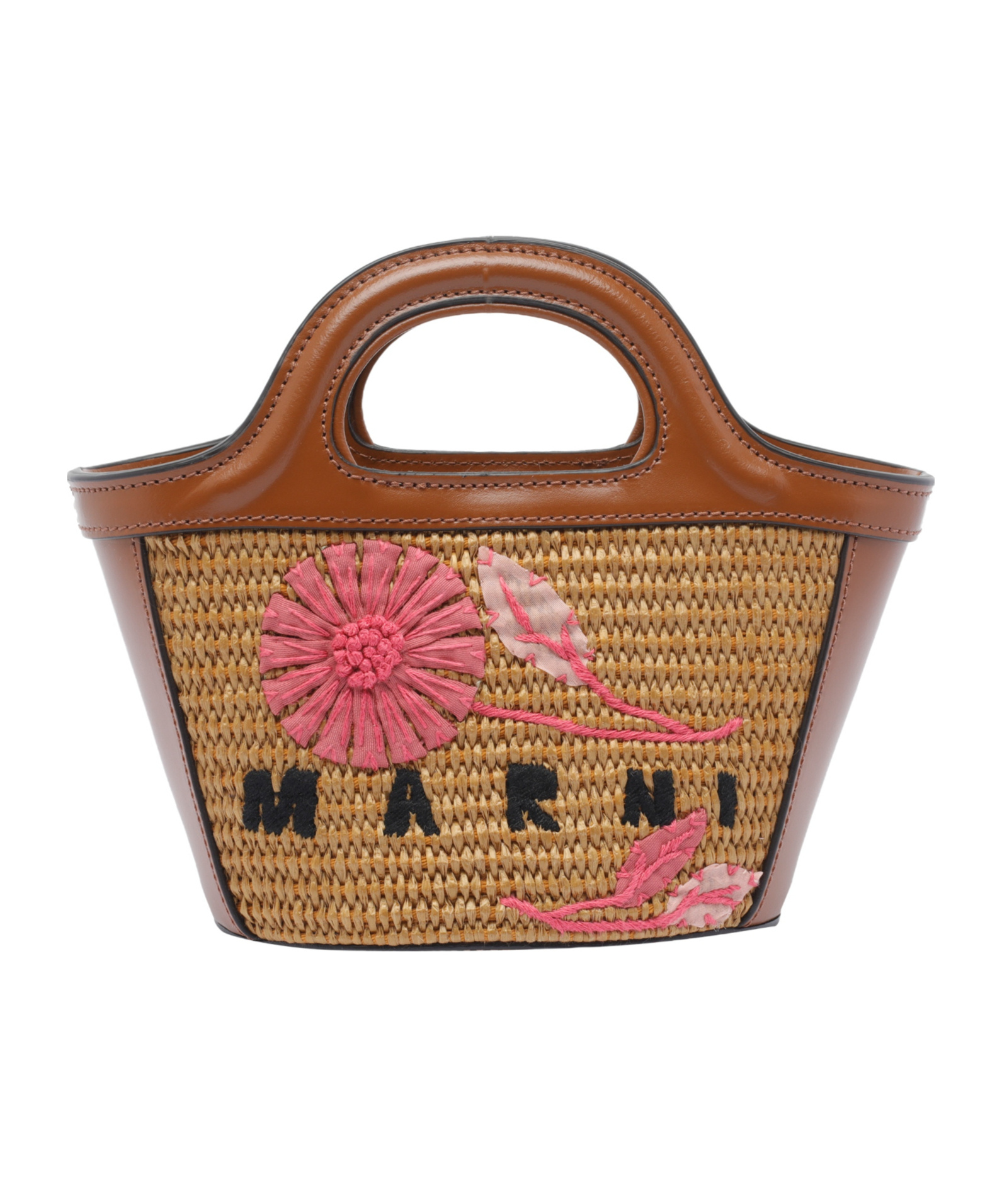 Marni Tropicalia Floral-embroidered Woven Clutch Bag In Multi
