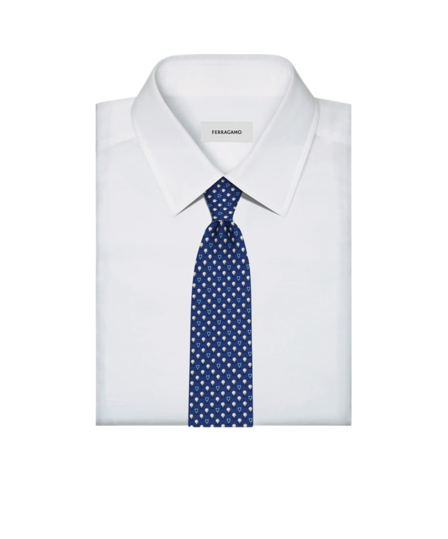 Ferragamo Silk Tie With Golf And Gancini