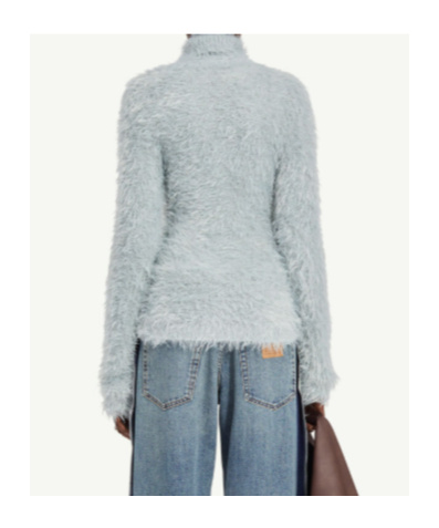 Mm6 Maison Margiela Faux Fur Turtleneck Jumper In Blue