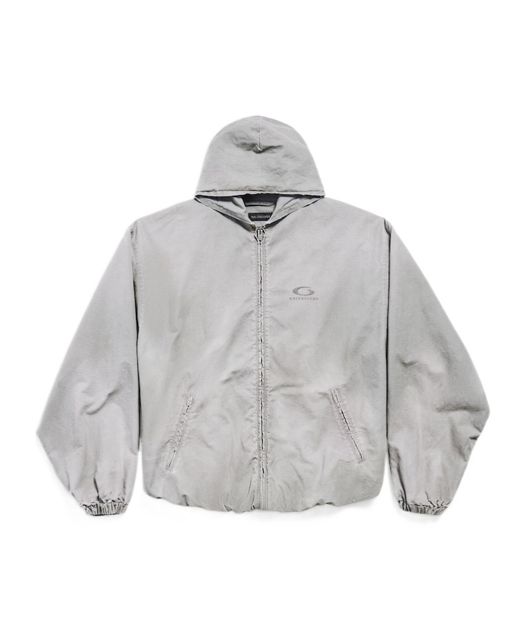 Balenciaga Oversized Cotton Logo Jacket In Gray