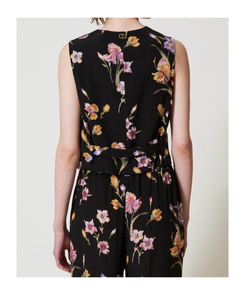 Shop Twinset Floral-print Waistcoat In Pink