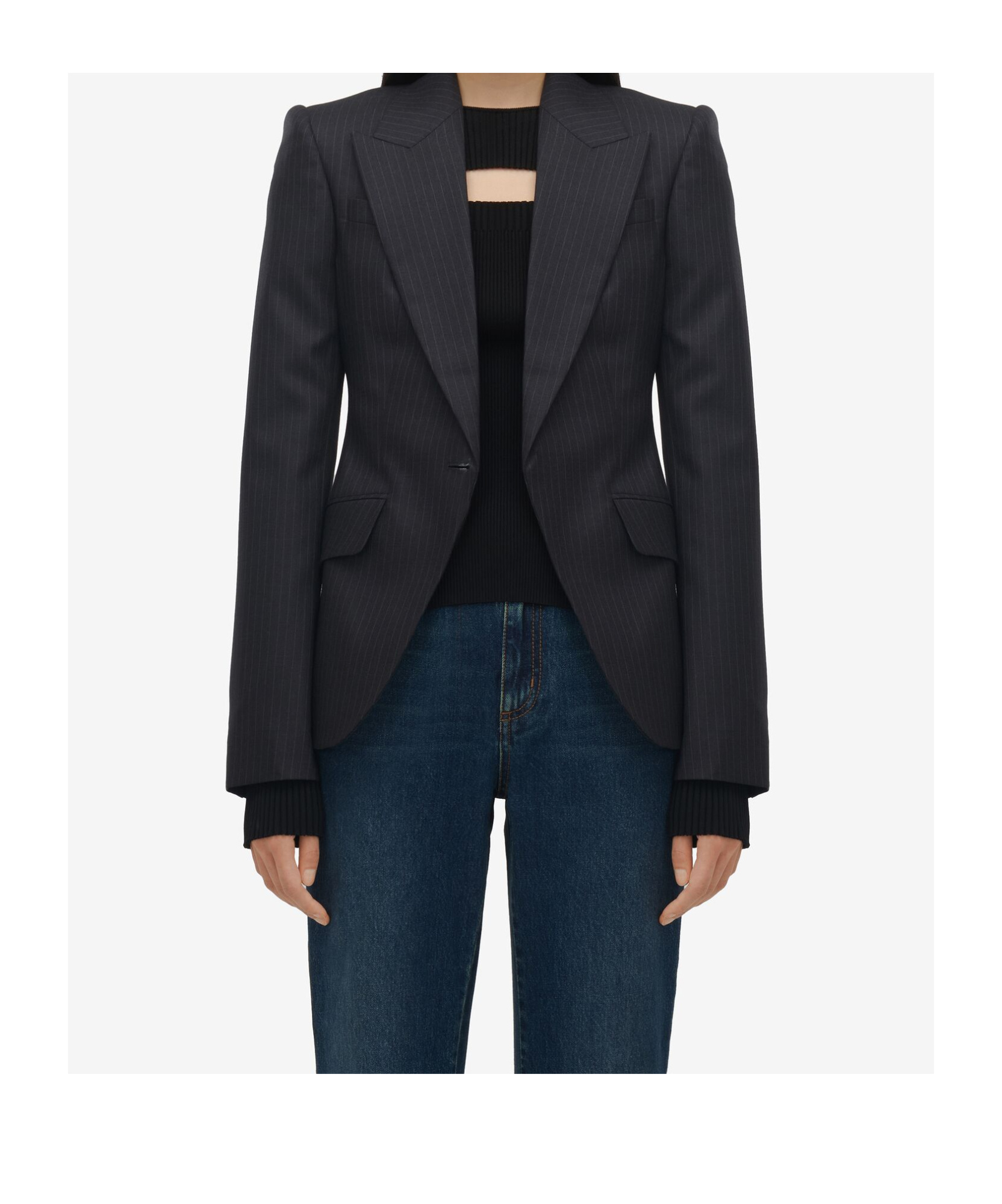 Alexander Mcqueen Alexander Mc Queen Pinstriped Single Breasted Blazer In Black