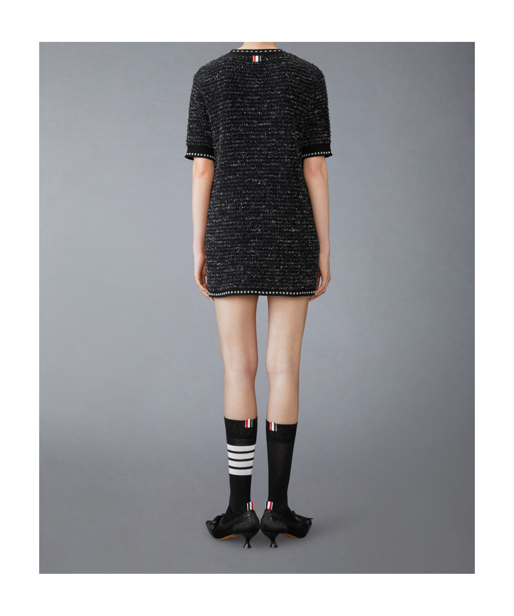 Thom Browne Eyelash Tweed Jacquard Mini Dress In Black