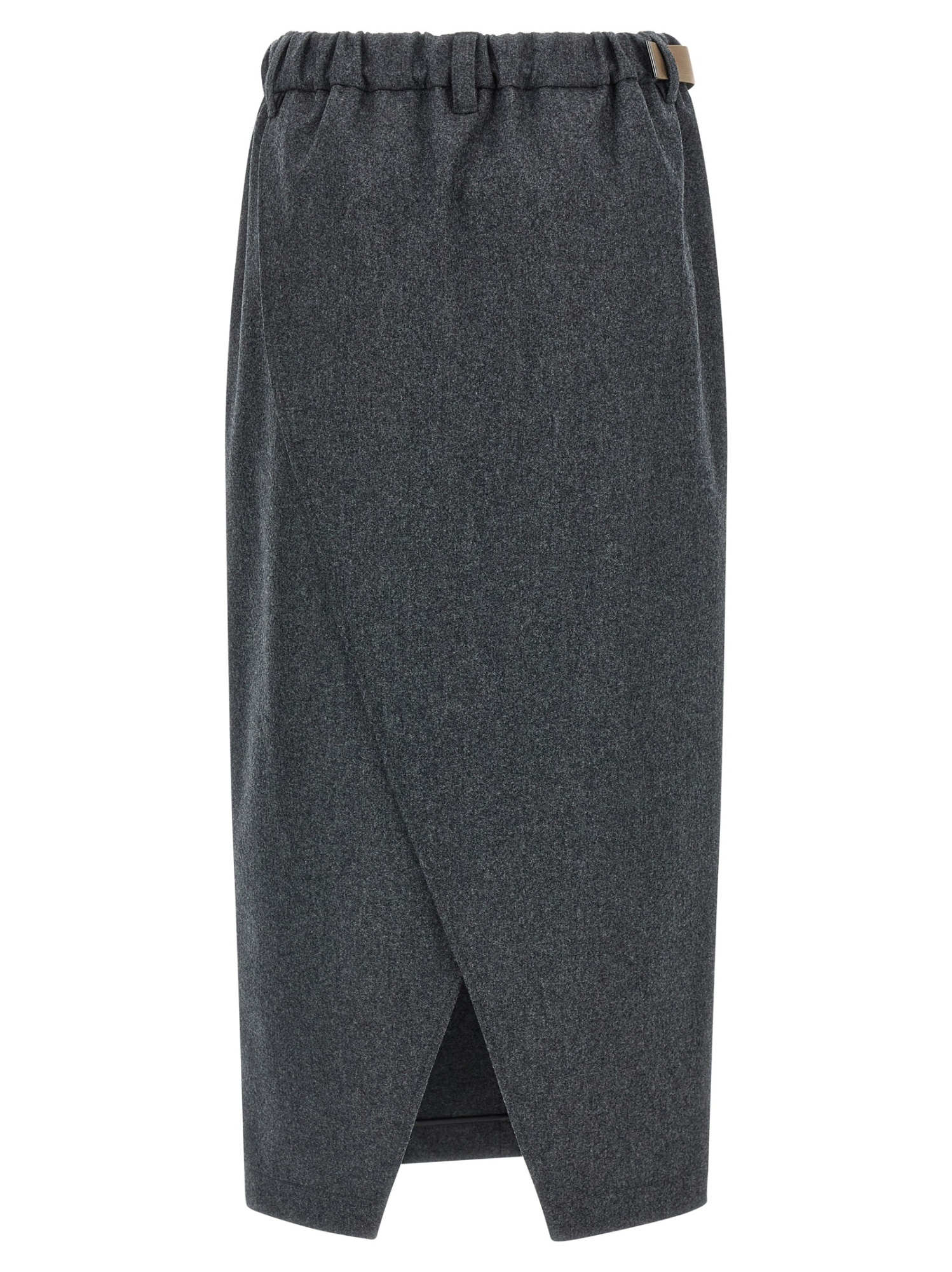 Brunello Cucinelli Elastic-waistband Monile Skirt In Gray