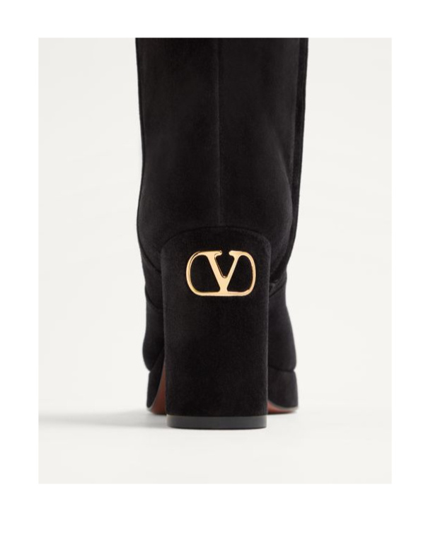 Valentino Garavani Fawcette Platform Boot In Crust Leather 90mm Woman Black 39.5 In Black