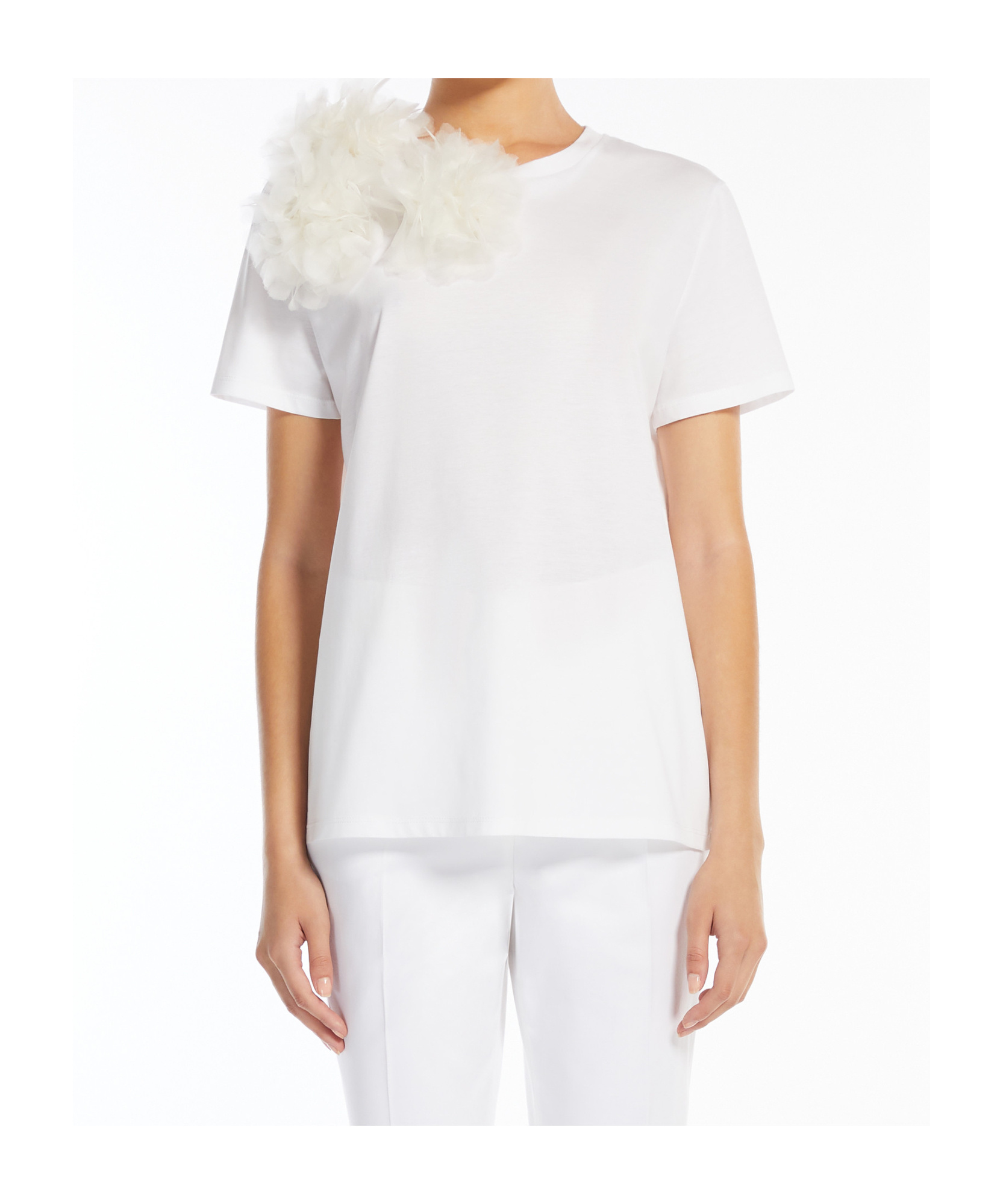 Max Mara Embroidered Jersey T-shirt In White