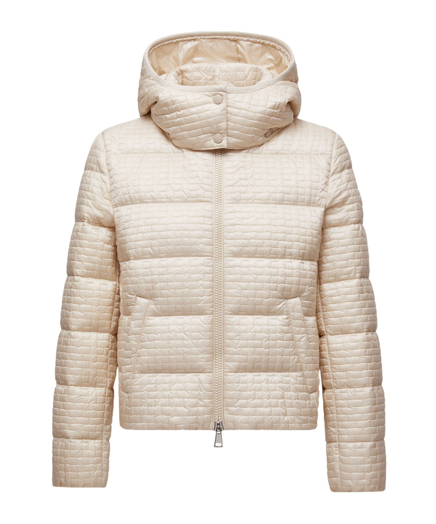 Moncler Gisors Geometric-quilted Hooded Short Down Jacket In White