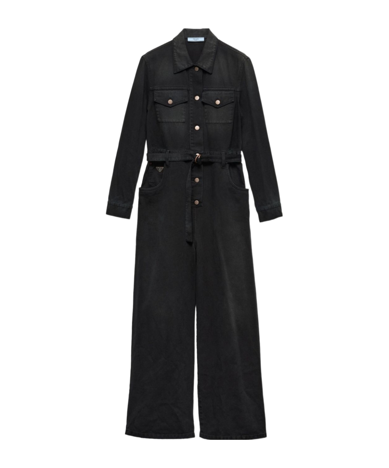Prada Denim Jumpsuit In Black