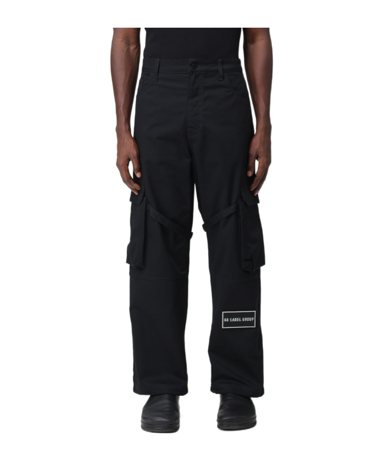 44 Label Group Logo-patch Cotton Cargo Pants In Black