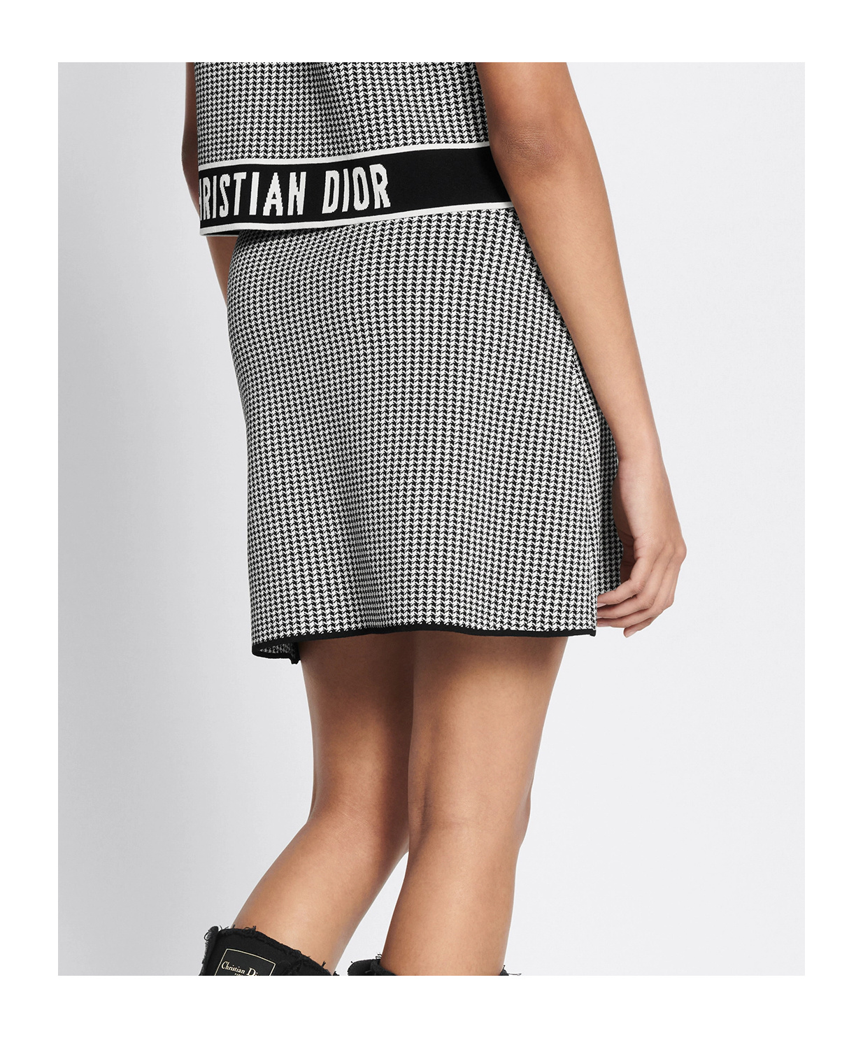Dior Houndstooth Mini Skirt In Gray