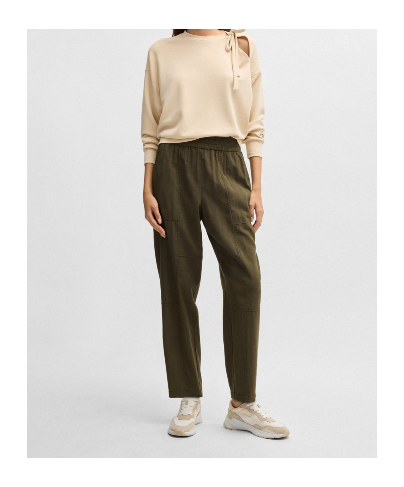 Hugo Boss Elastic Waist Casual Pants In Black
