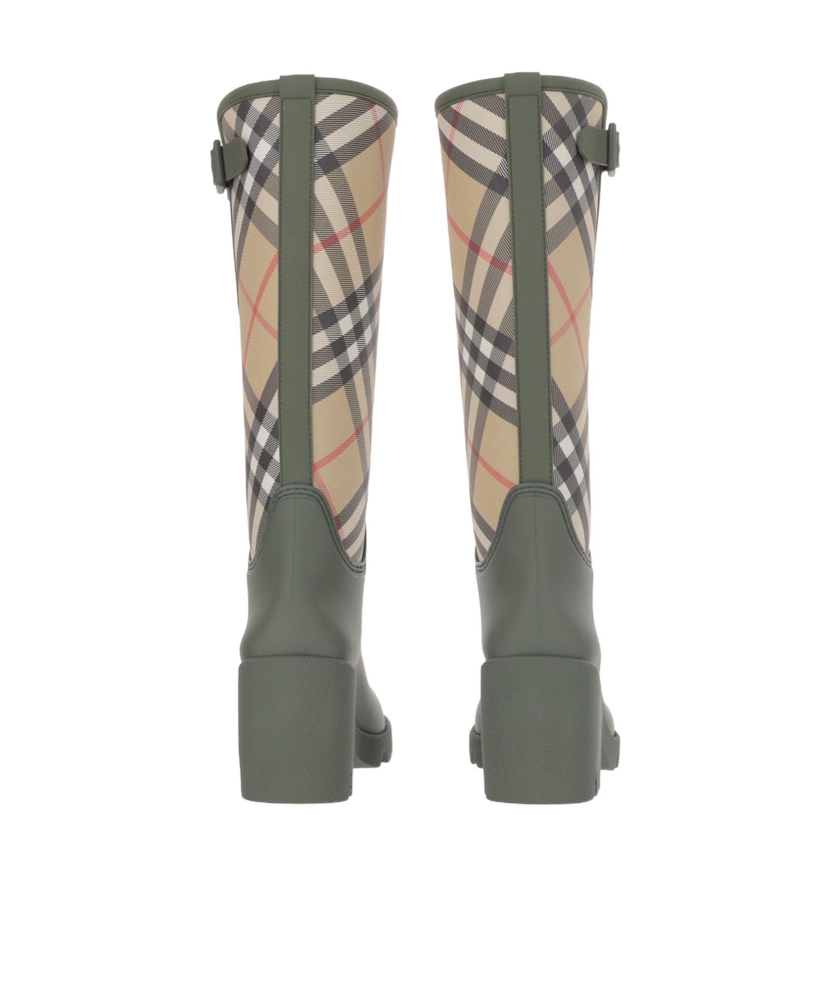 Burberry Checked Canvas-trimmed Tpu Rain Boots In Gray