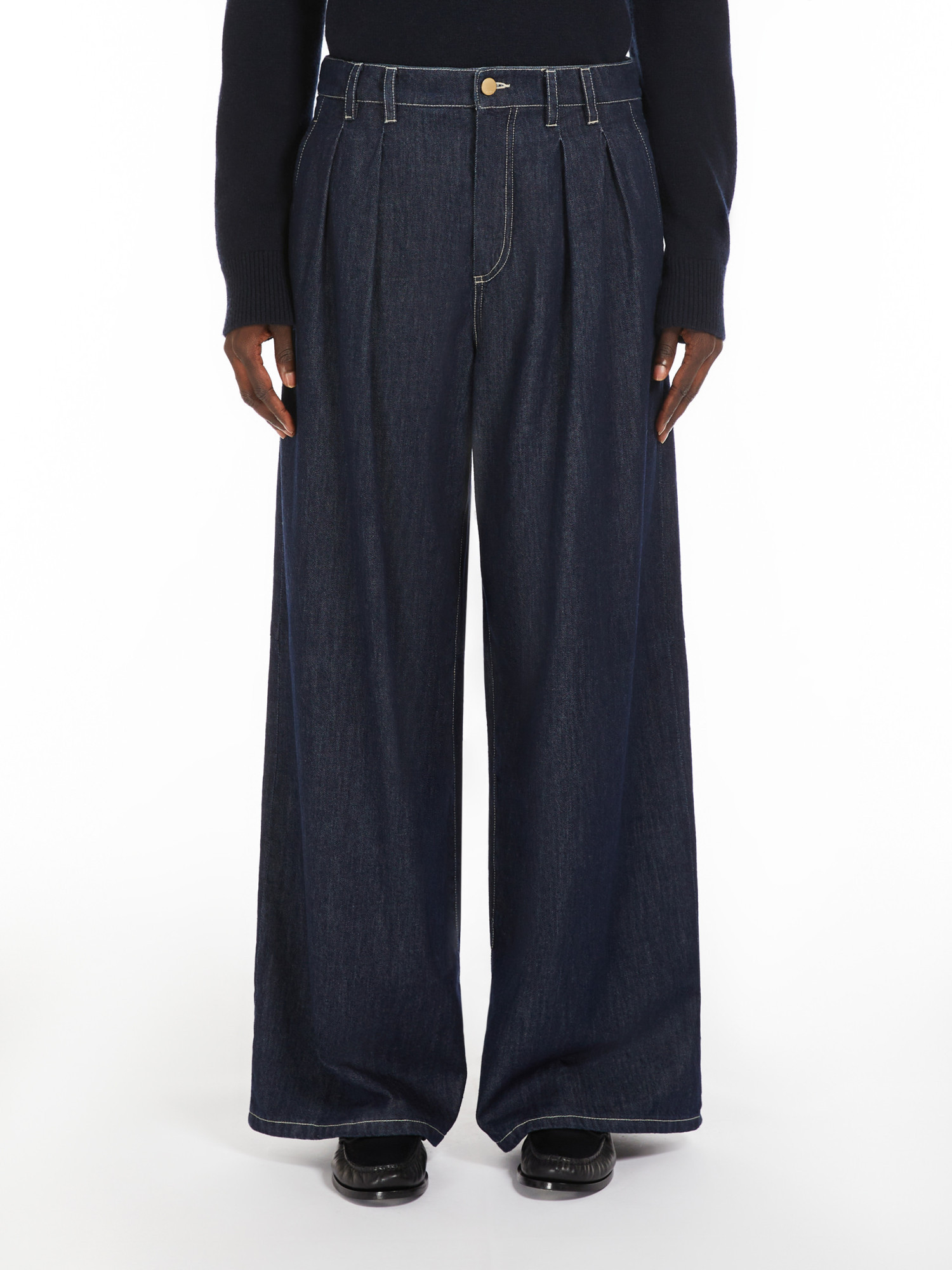 Max Mara Women's Centro Long Trouser Navy | Size 46 | 2411131161600001 In Black